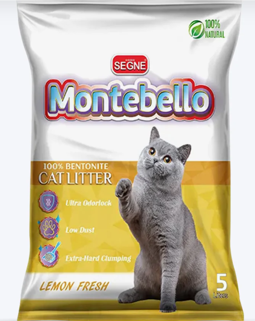 Segne Montebello 100% Natural Bentonite Cat Litter - Lemon Fresh - 5 ltr